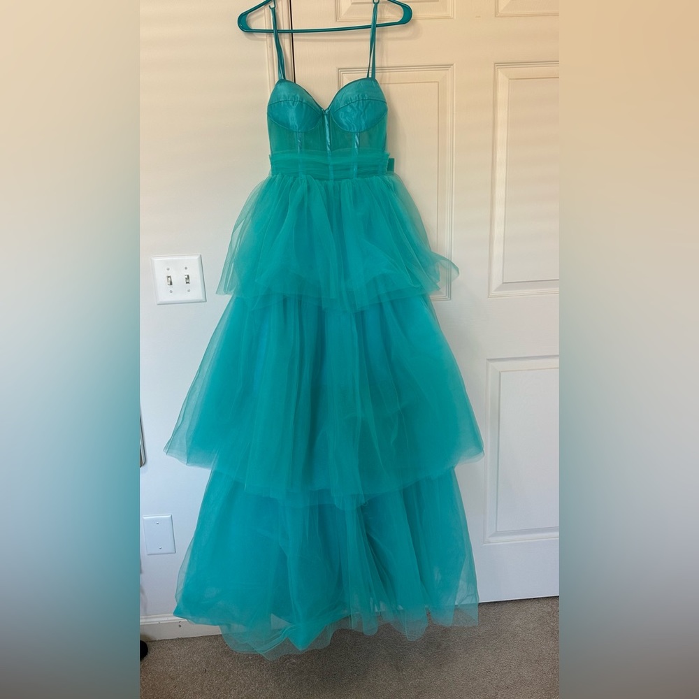 teal colored prom or formal dress never worn corset tulle